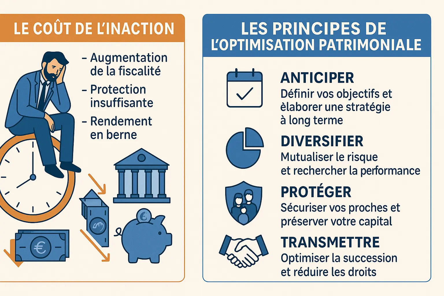 Illustration du <strong>coût de l'inaction vs optimisation patrimoniale</strong>