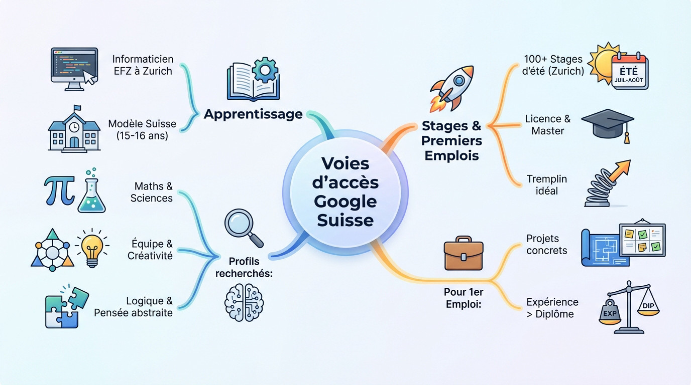 Bureaux de Google à Zurich illustrant les opportunités de carrière en Suisse