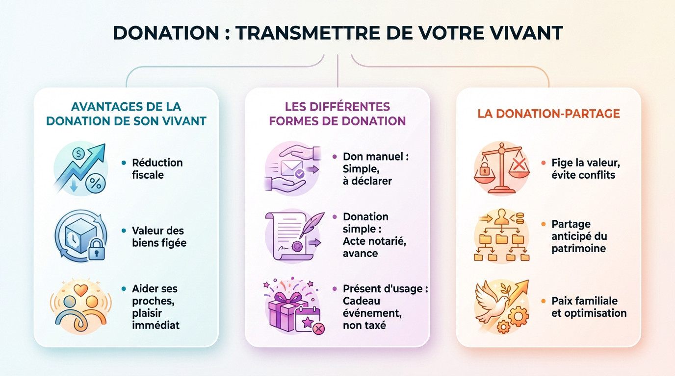 Mains d'un senior signant un acte de donation pour transmettre son patrimoine