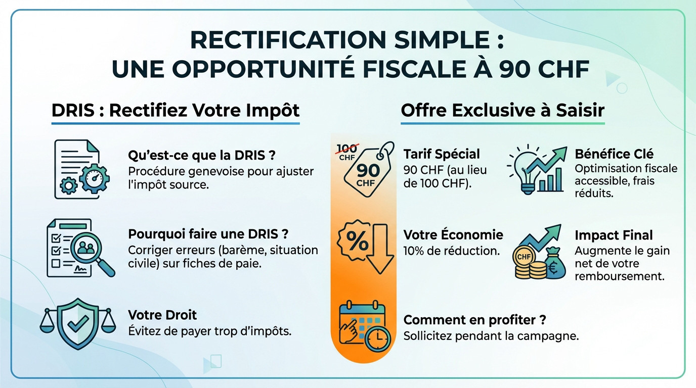 Offre rectification fiscale simple à 90 CHF pour optimiser vos impôts à Genève