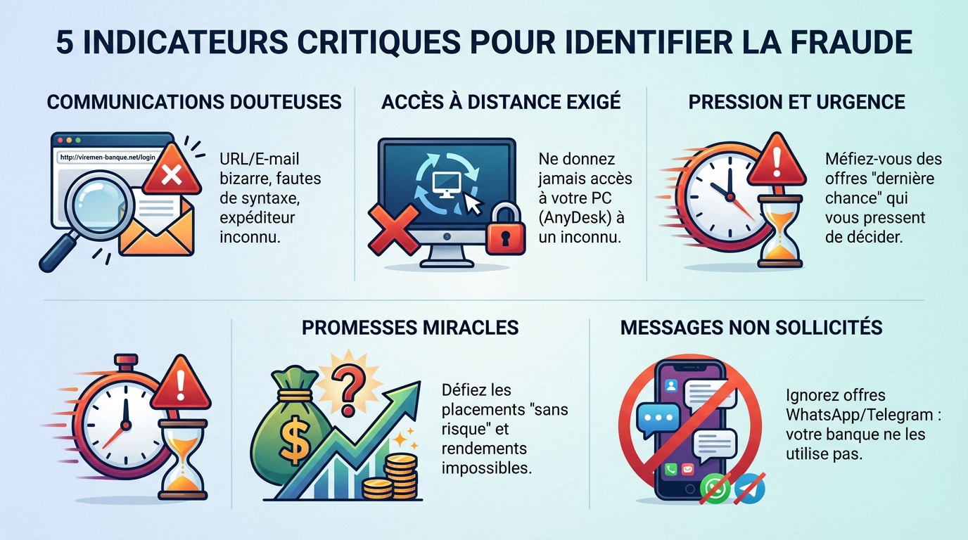 Illustration des indicateurs critiques permettant d'identifier les tentatives de fraude financière