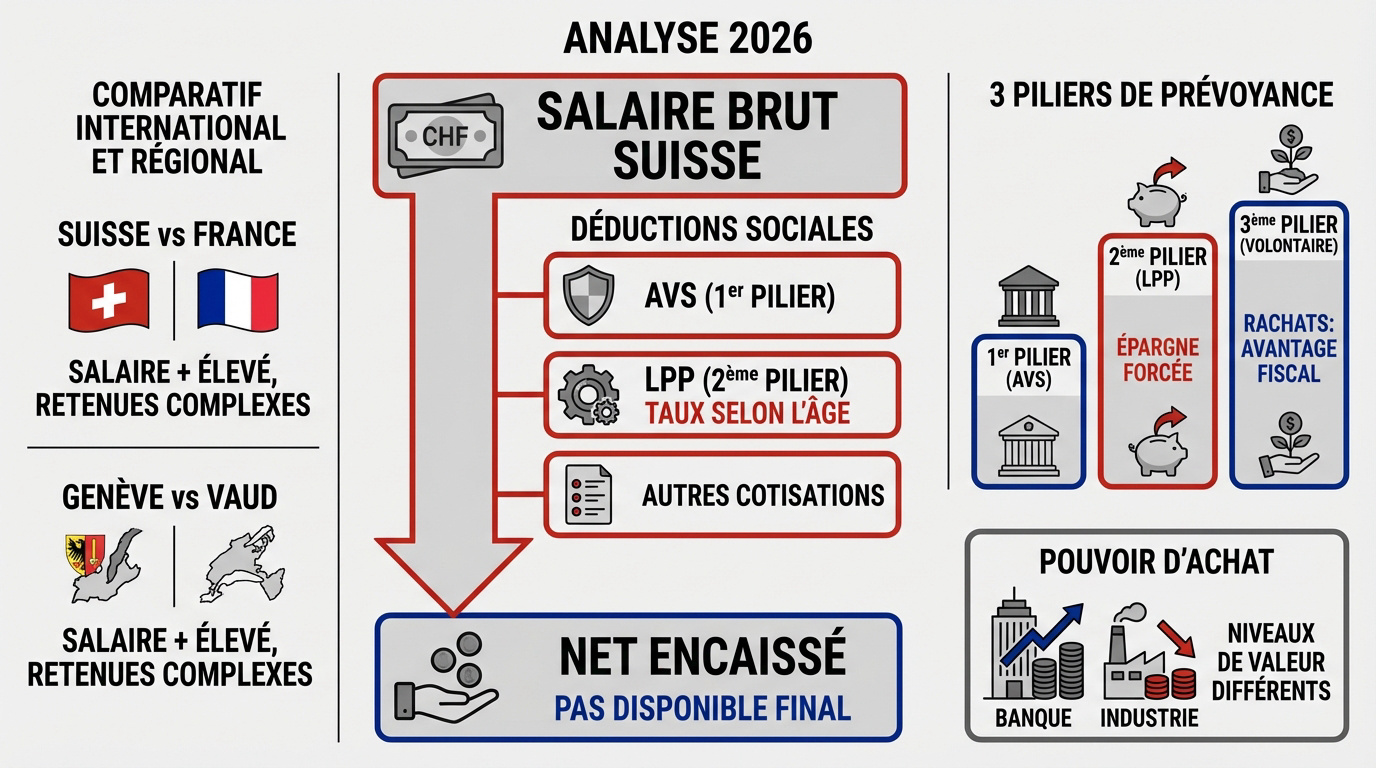 Analyse des salaires et cotisations sociales en Suisse pour 2026