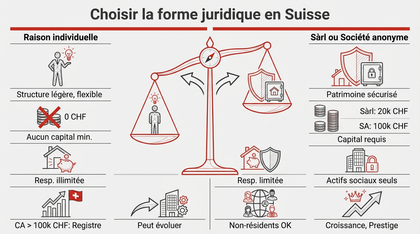 Comparaison des formes juridiques pour une création d'entreprise en Suisse
