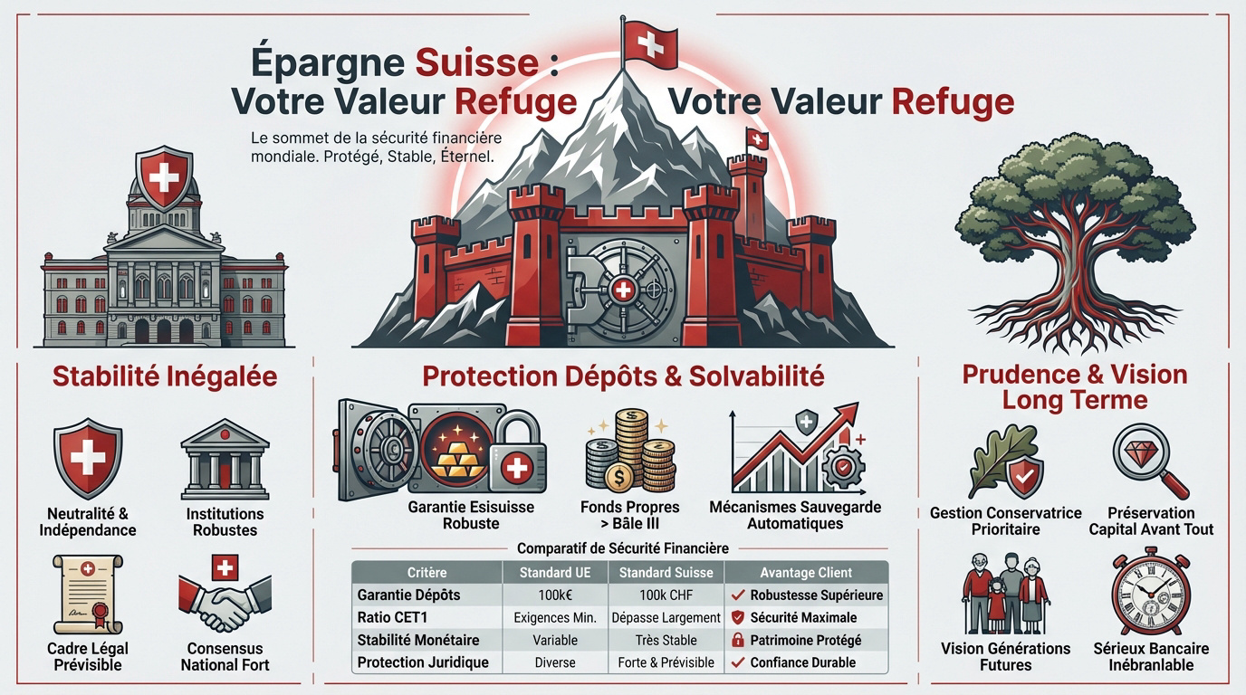 Coffre-fort symbolisant la sécurité de l'épargne suisse pour non-résident
