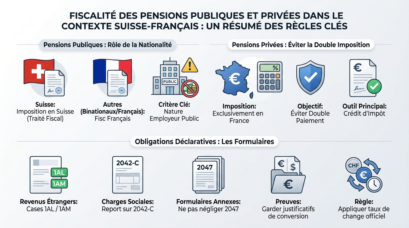 Règles fiscales pensions suisses et françaises pour frontaliers