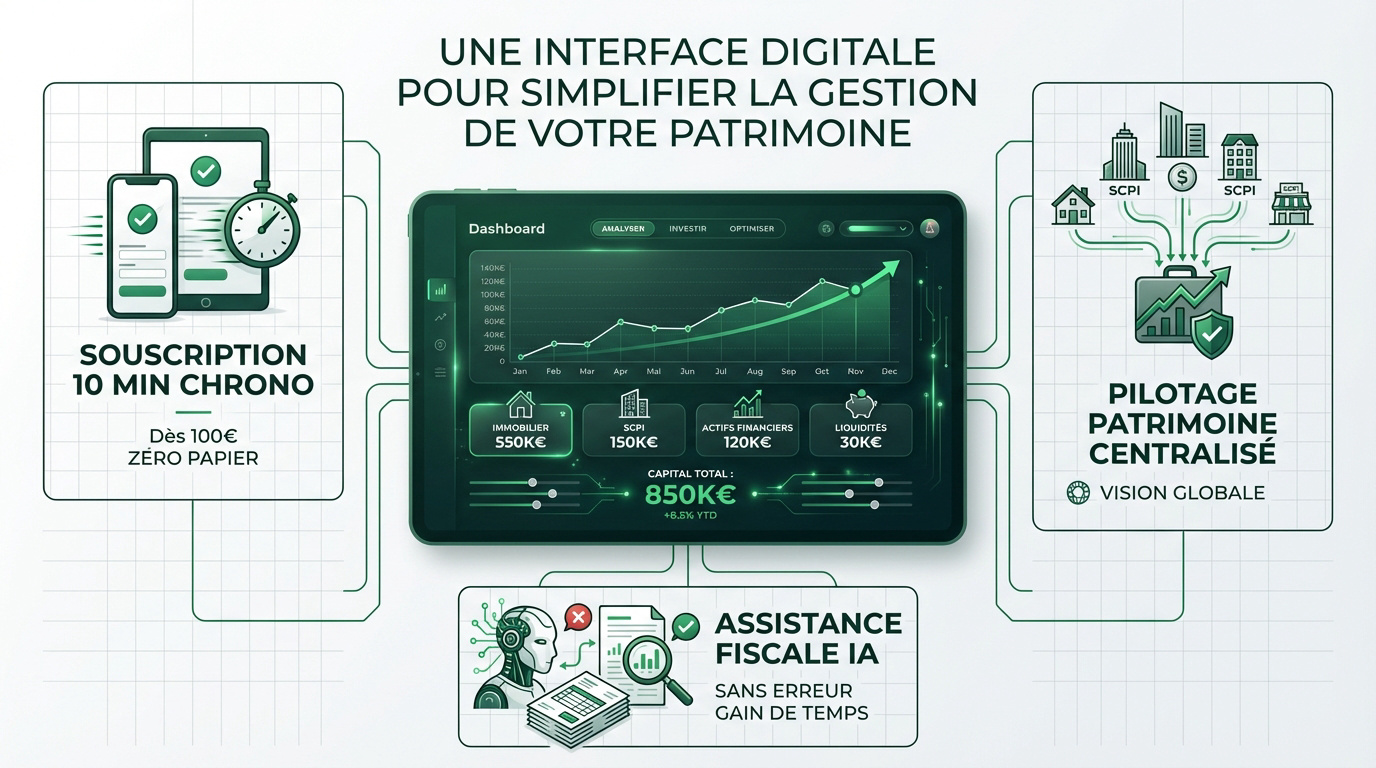 Interface numérique Louve Invest pour le suivi de patrimoine immobilier