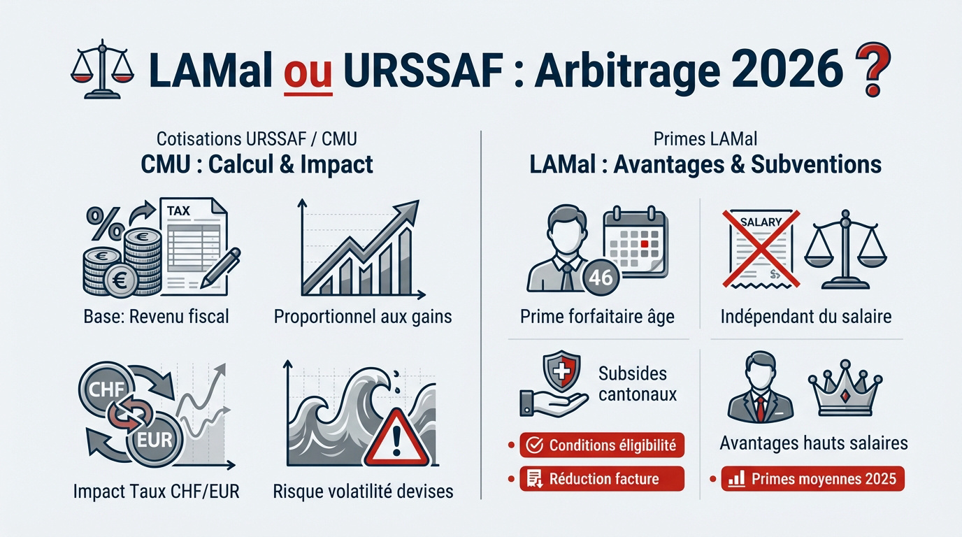 Arbitrage financier entre assurance maladie frontaliers LAMal et URSSAF en 2026