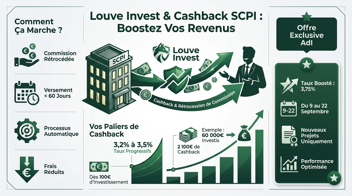 Investissement SCPI et cashback avec la plateforme Louve Invest