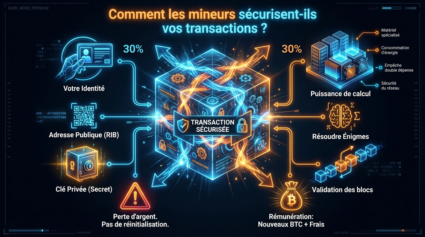 Processus technique de sécurisation du réseau Bitcoin par le minage