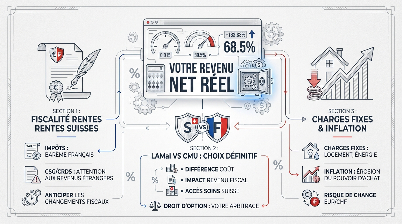 Comparatif du revenu net réel entre la France et la Suisse pour un retraité frontalier