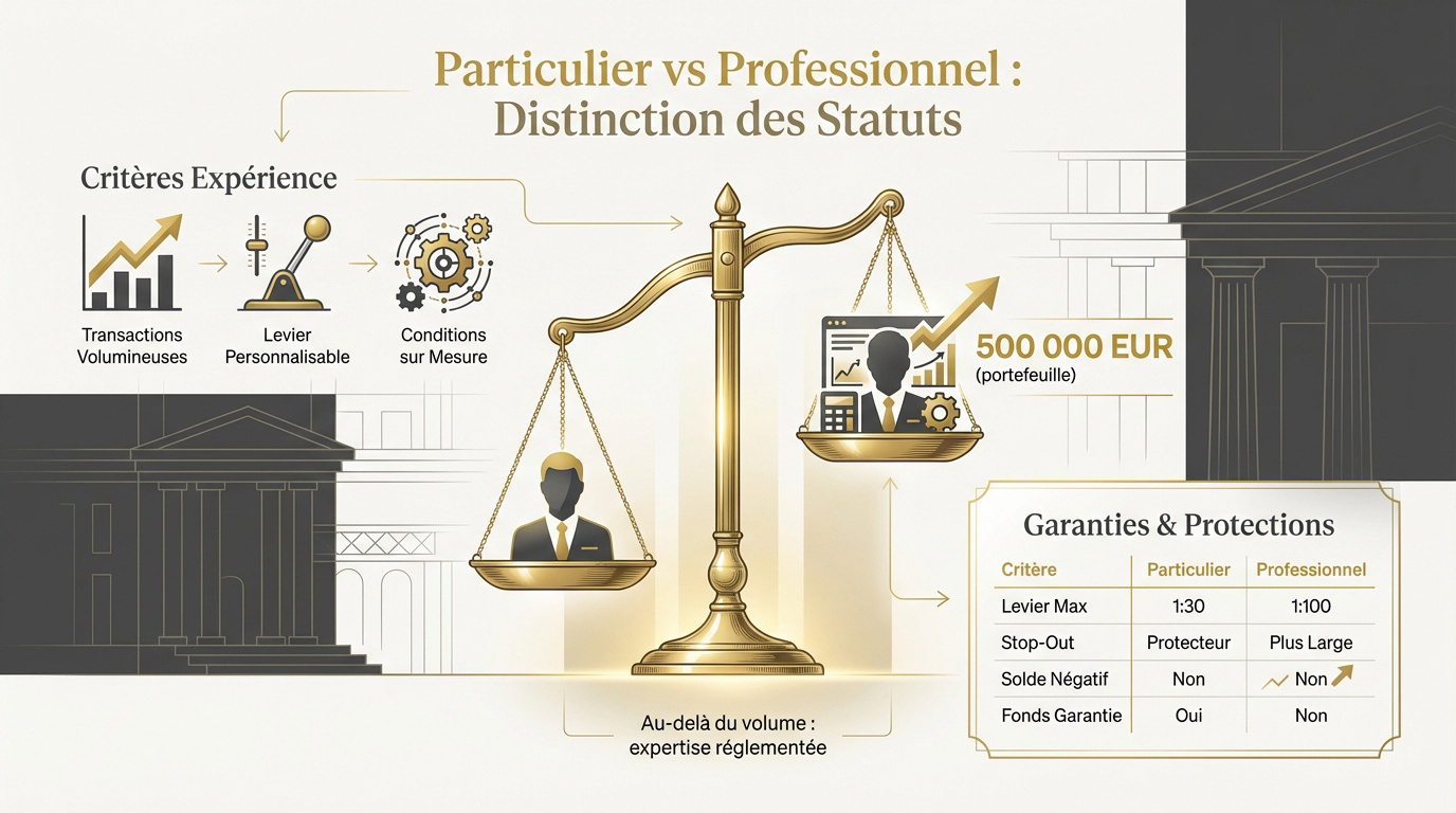 Comparaison des conditions de trading entre clients particuliers et professionnels chez Swissquote