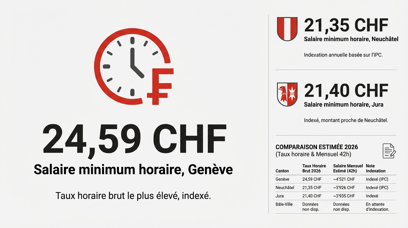 Comparatif des salaires minimums cantonaux en Suisse pour 2026