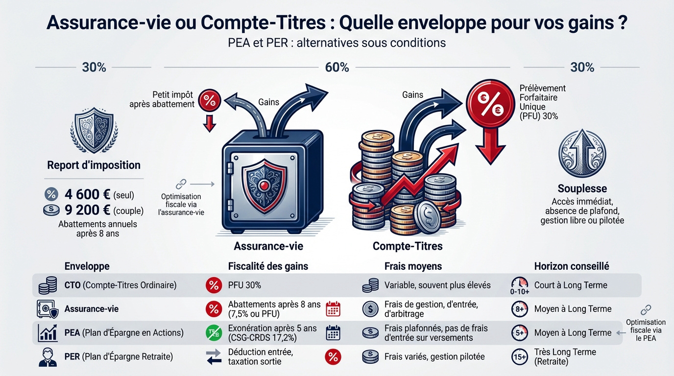 Comparaison fiscale entre l'assurance-vie et le compte-titres pour les produits structurés
