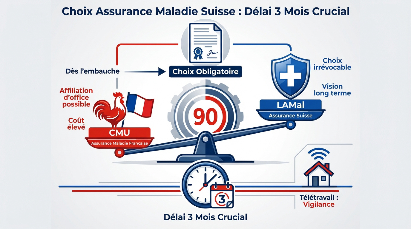 Illustration du délai de trois mois pour le droit d'option frontalier suisse