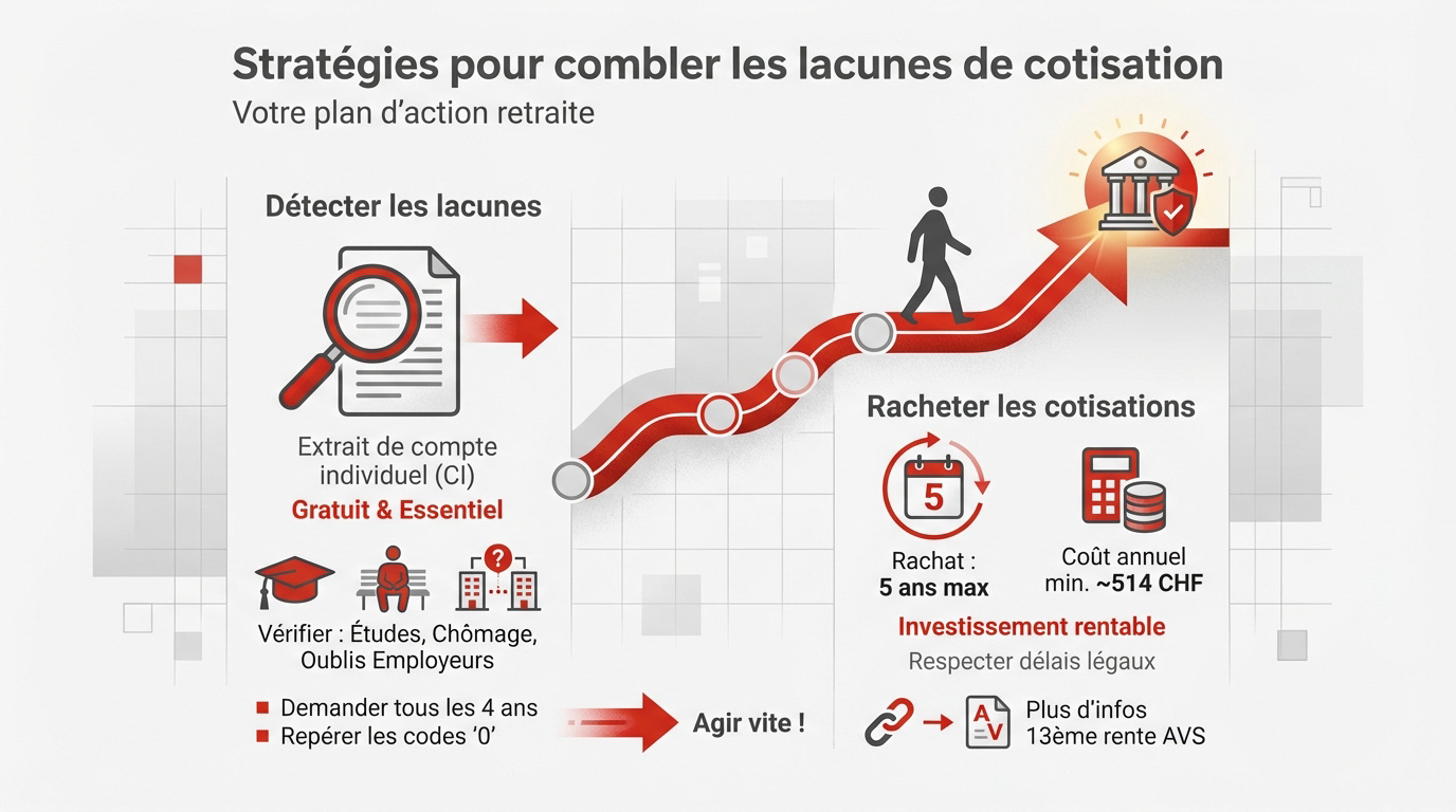 Analyse d'un relevé de compte AVS pour identifier les lacunes de cotisation