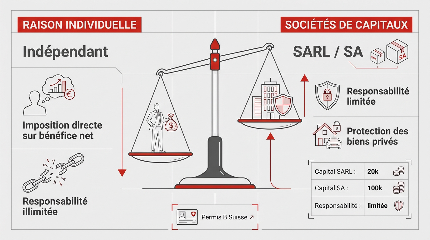 Comparaison fiscale entre raison individuelle et sociétés de capitaux en Suisse