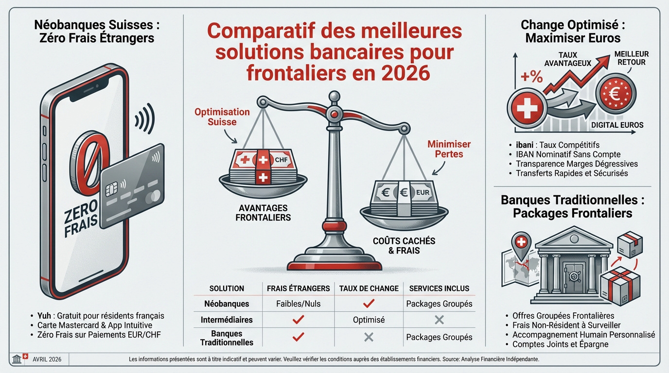 Comparatif des offres de compte bancaire pour les frontaliers suisses en 2026