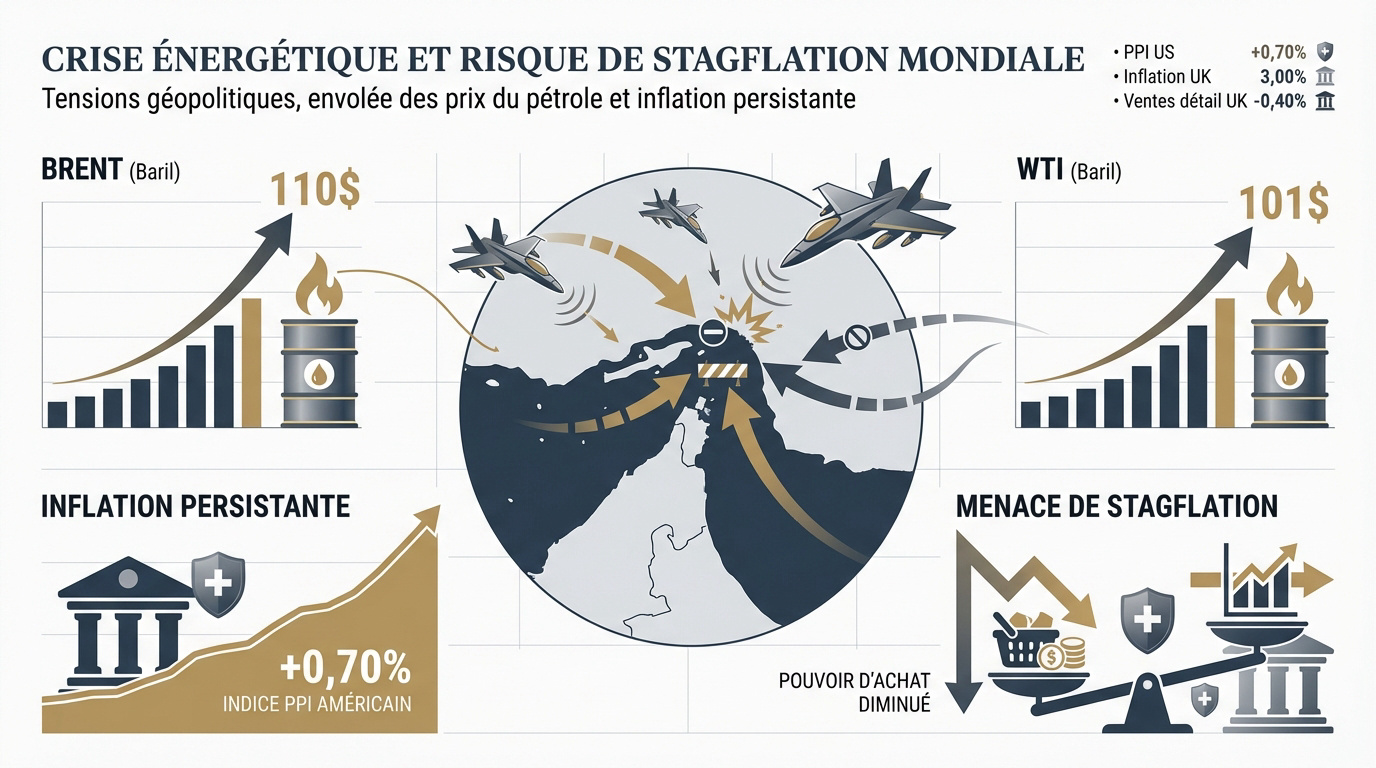Graphique illustrant la crise énergétique et les risques de stagflation mondiale en semaine 14