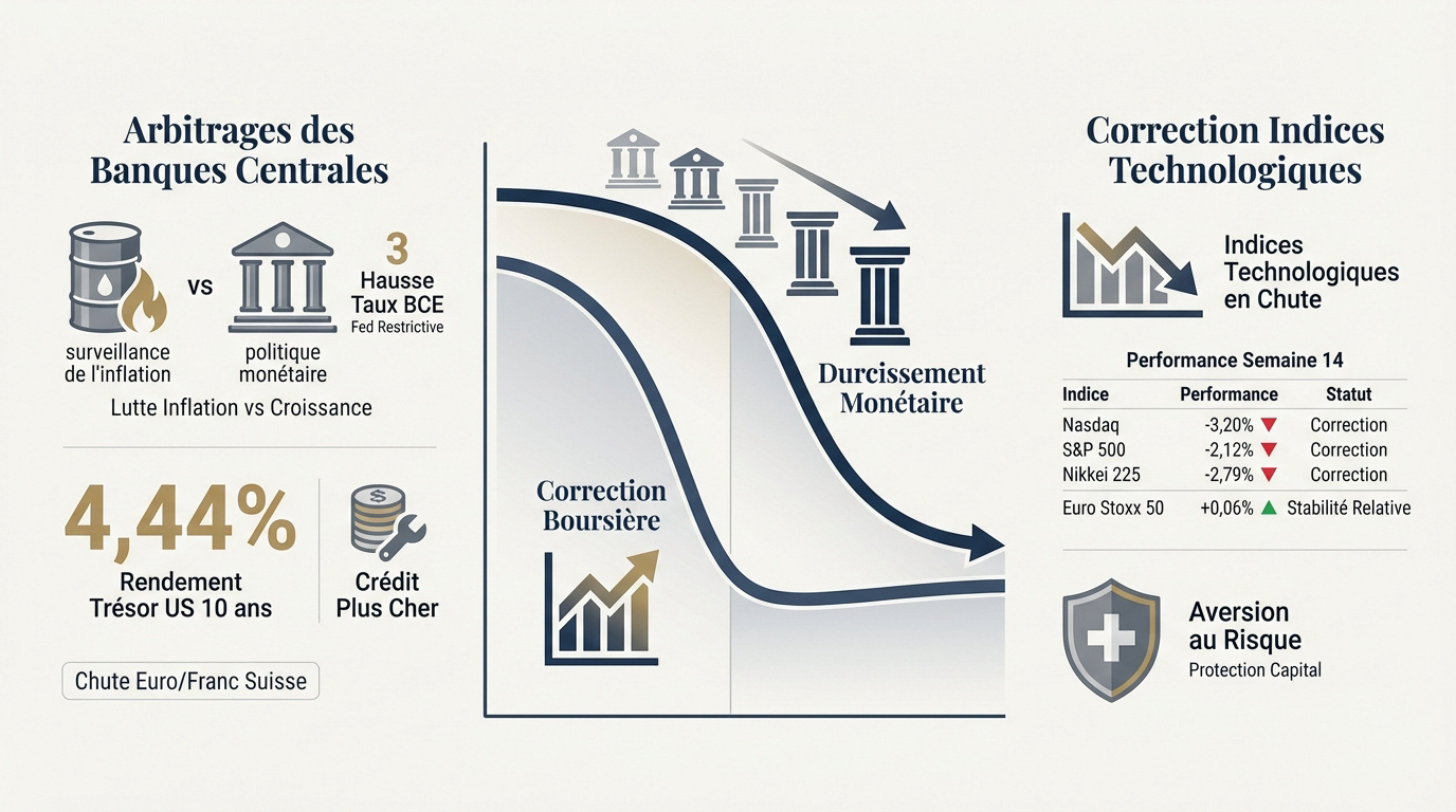 Graphique montrant la chute des indices boursiers mondiaux suite au durcissement monétaire