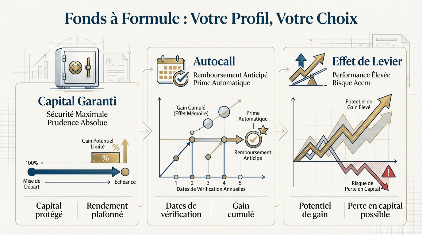 Graphique comparatif des familles de produits structurés selon le profil de risque