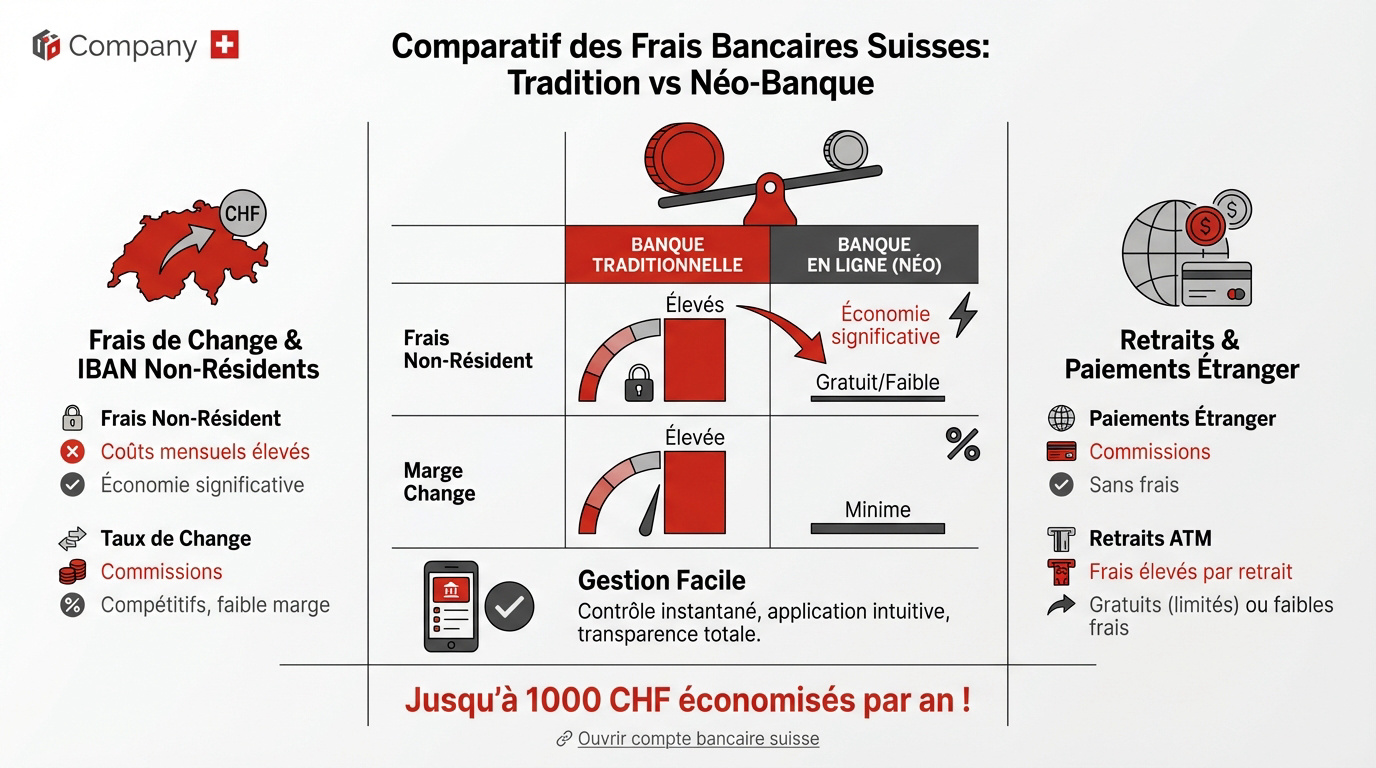 Comparaison des frais bancaires en Suisse
