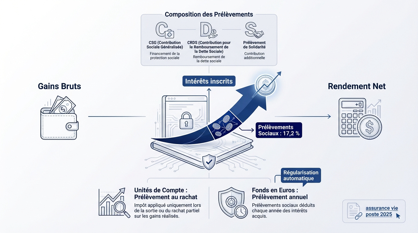 Infographie prélèvements sociaux et fonds en euros
