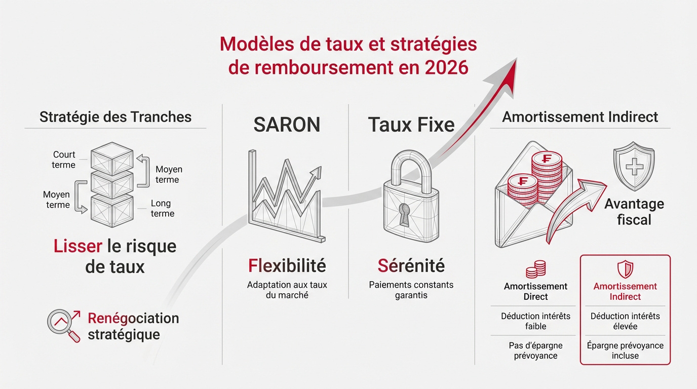 Analyse des taux hypothécaires SARON et fixes en Suisse pour 2026
