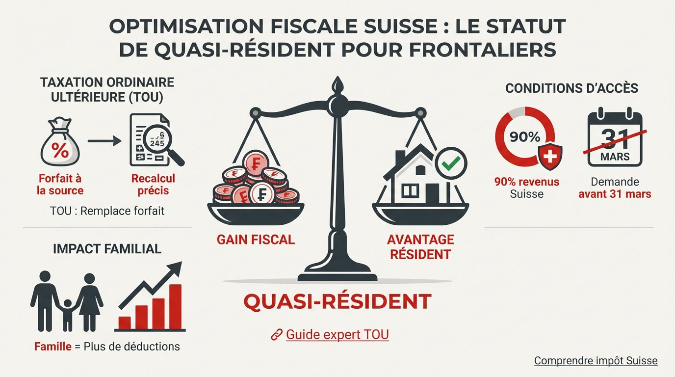 Optimisation fiscale en Suisse pour les frontaliers via le statut de quasi-résident