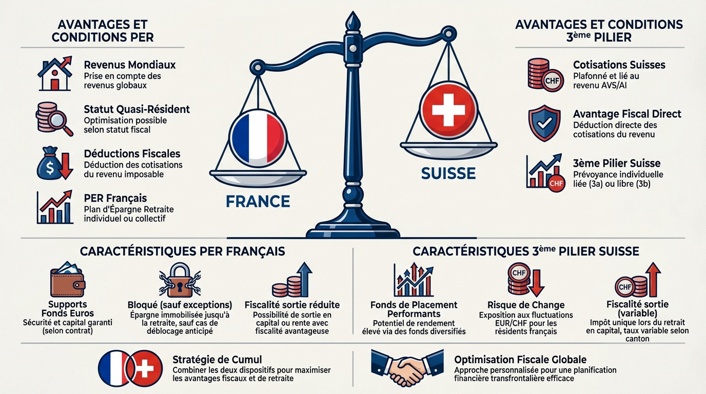 Comparaison PER français et 3ème pilier suisse