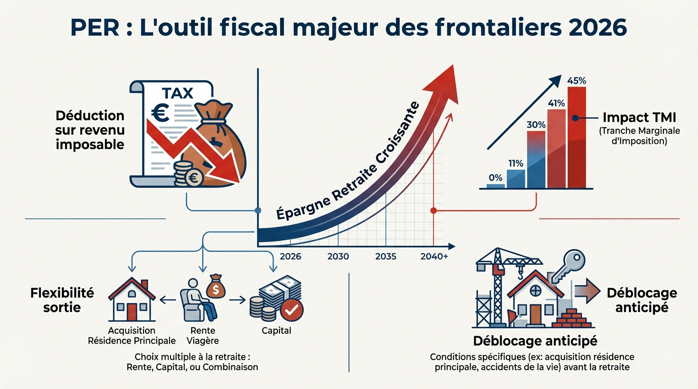 Avantages fiscaux du PER pour les frontaliers en 2026
