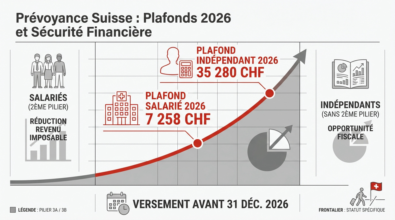 Plafonds de déduction fiscale pour le 3ème pilier en Suisse pour l'année 2026
