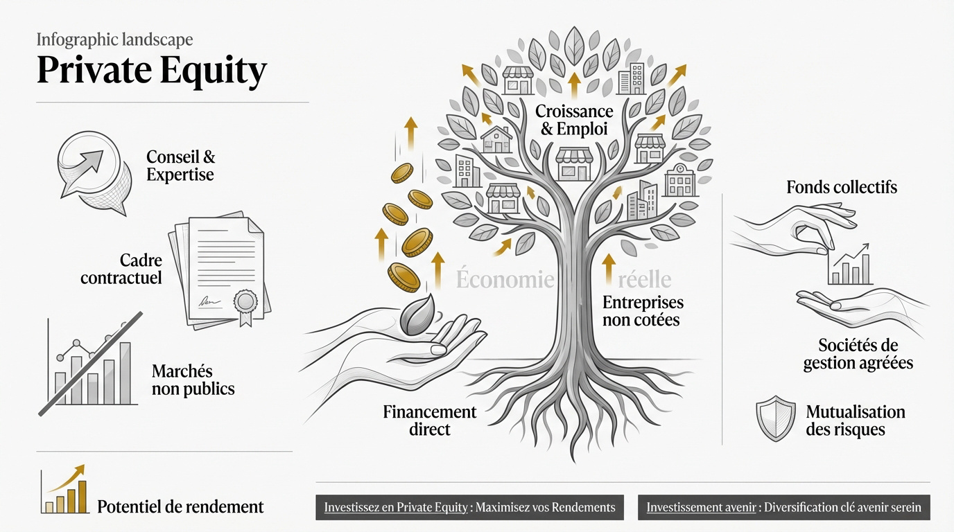 Représentation du private equity comme moteur de la croissance économique des entreprises