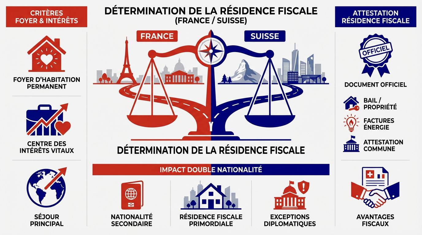 Critères de détermination de la résidence fiscale entre la France et la Suisse