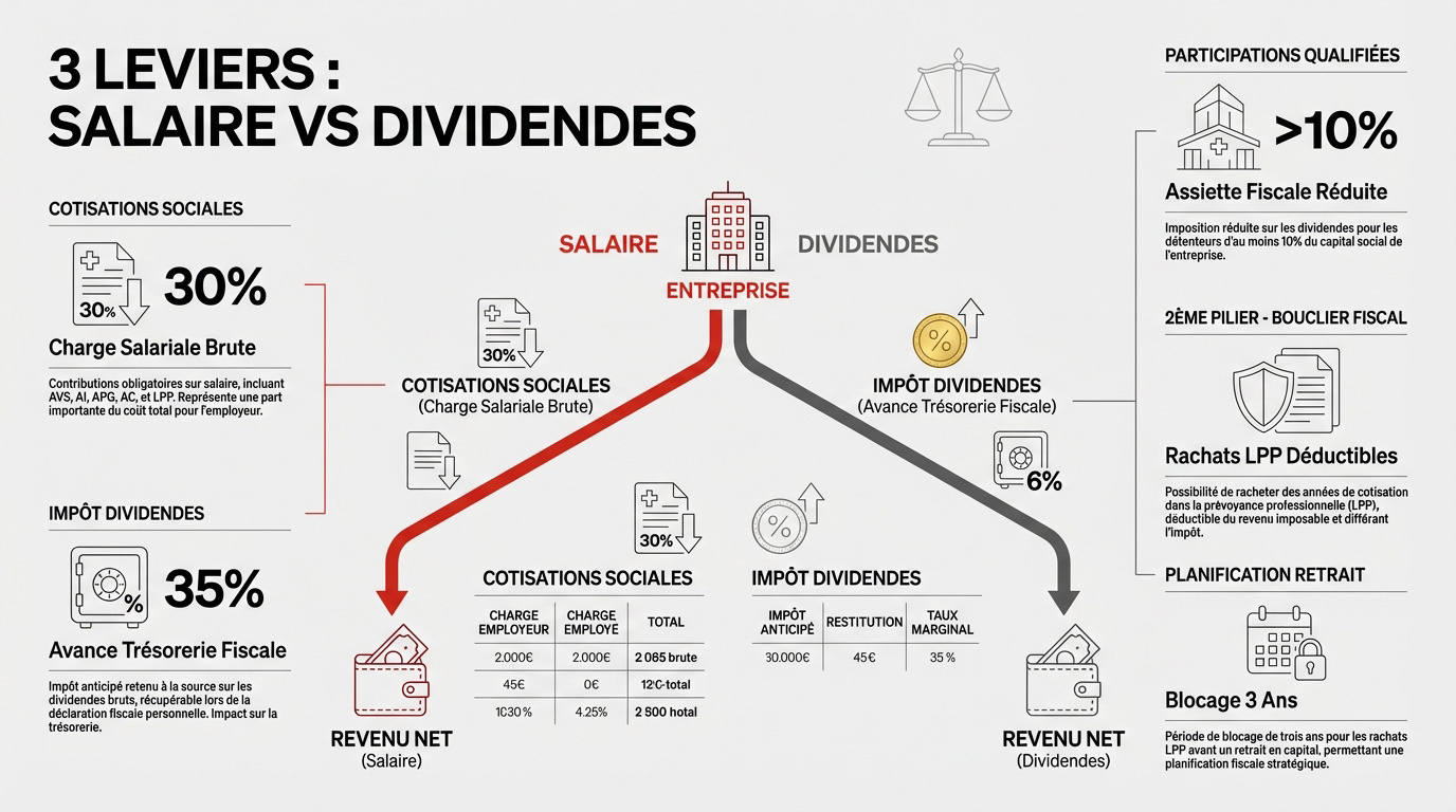 Optimisation fiscale entre salaire et dividendes pour entrepreneurs suisses