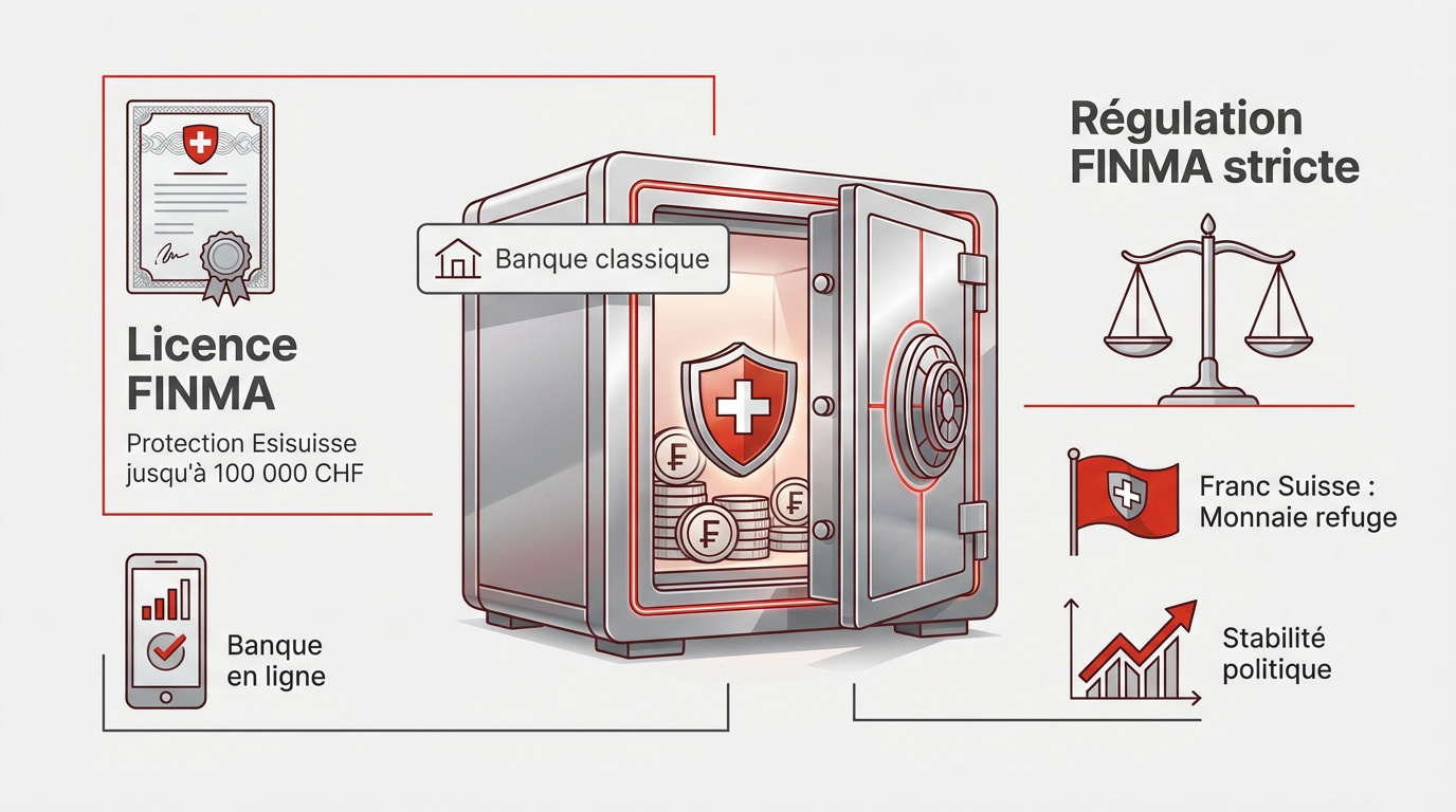 Sécurité bancaire en Suisse, licence FINMA et protection des dépôts Esisuisse