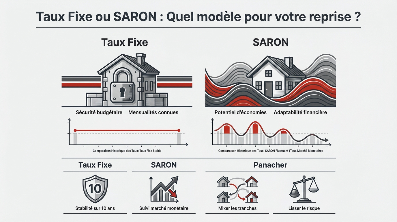 Comparaison entre hypothèque à taux fixe et taux SARON en Suisse
