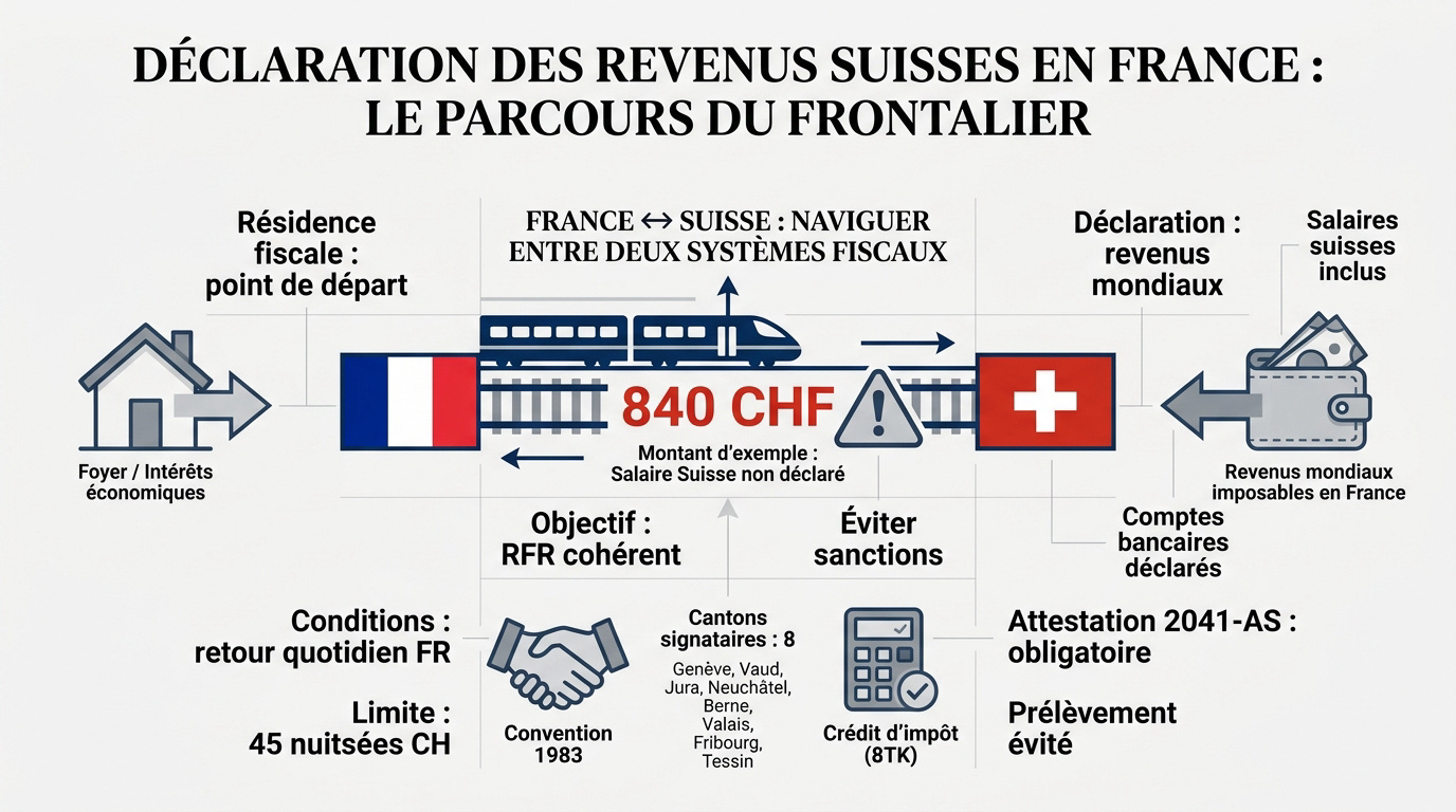 Infographie sur la déclaration des revenus suisses en France