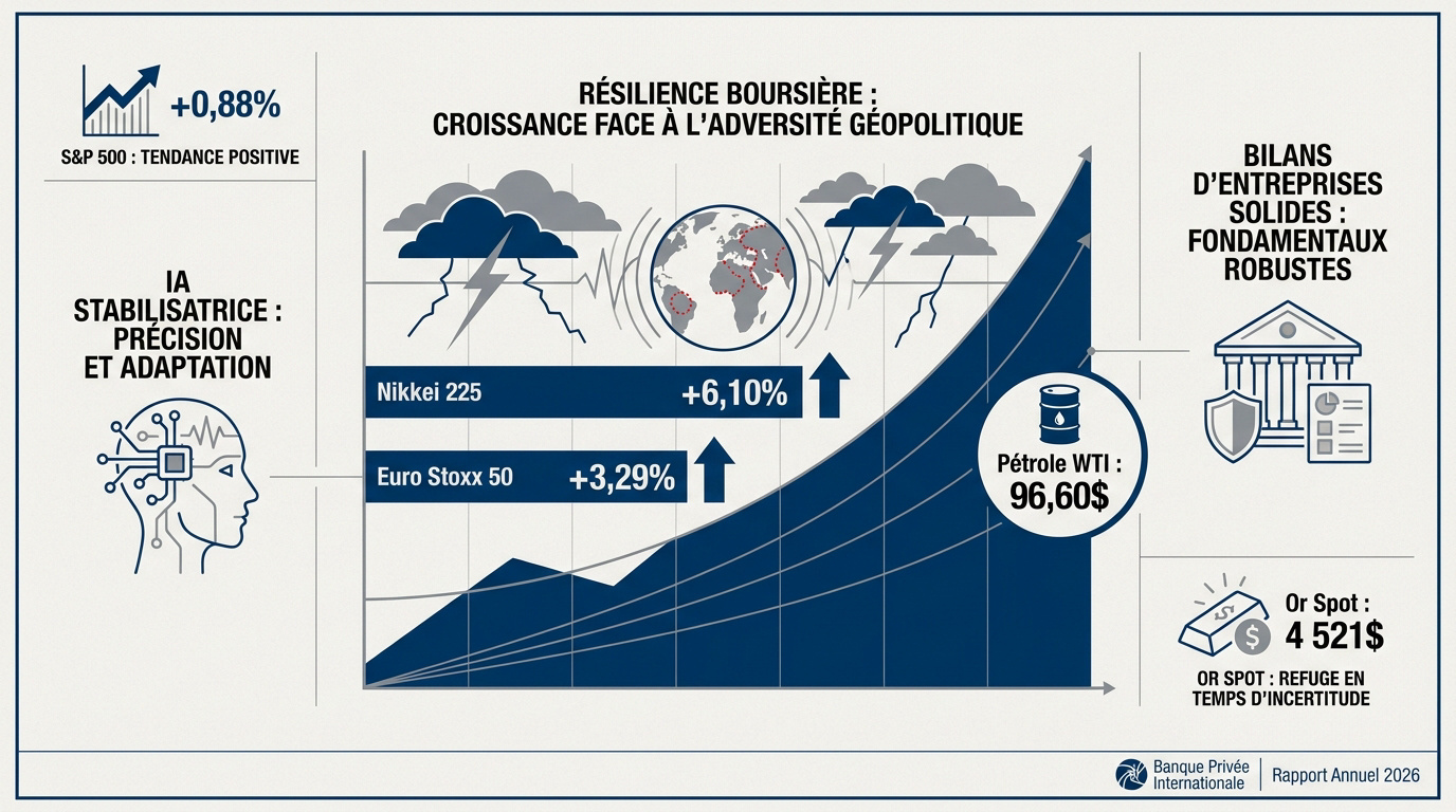 Graphique illustrant la résilience des marchés financiers mondiaux et la stabilité économique