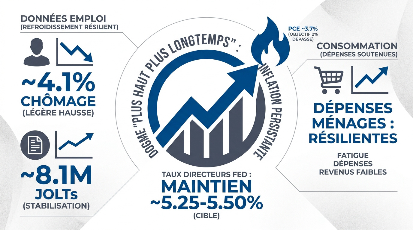 Graphique de l'inflation persistante et des taux directeurs de la Fed