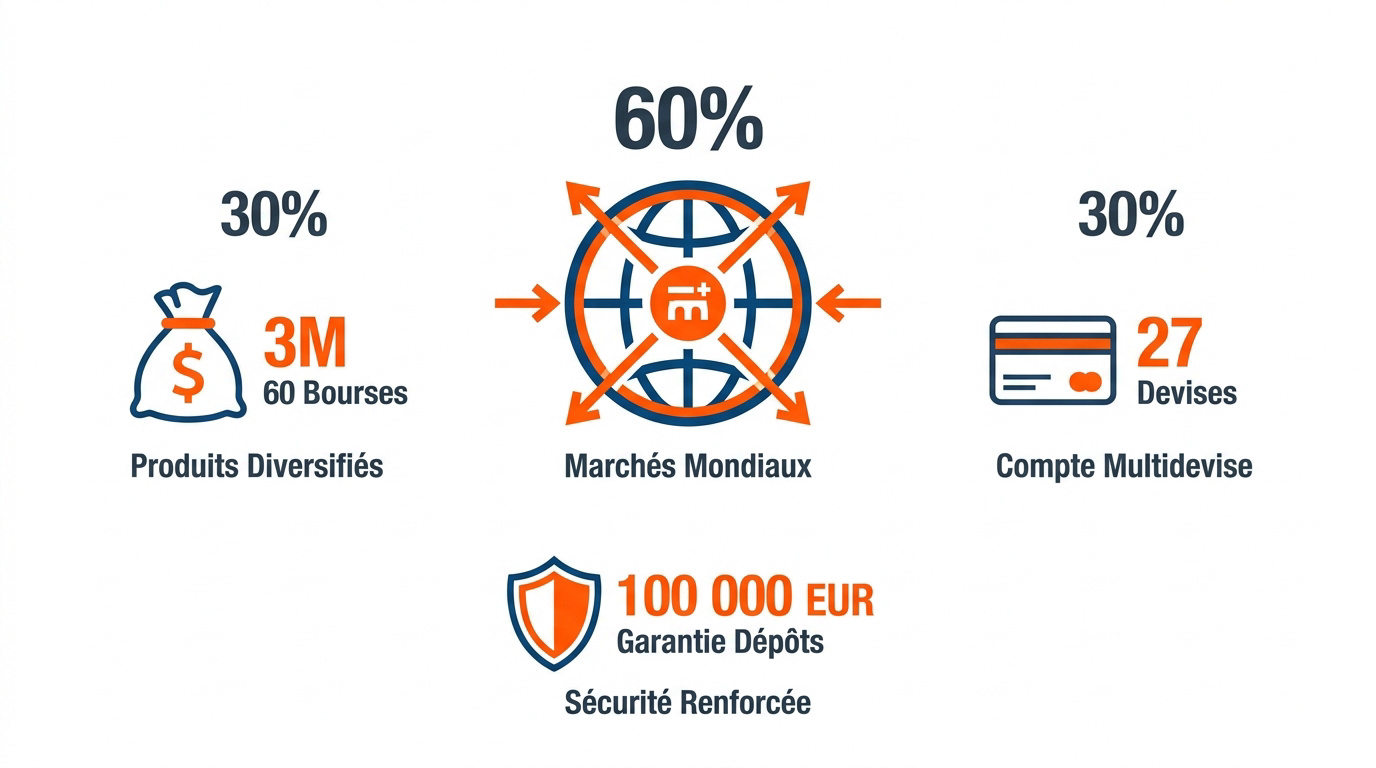 Interface de trading Swissquote affichant les marchés financiers mondiaux