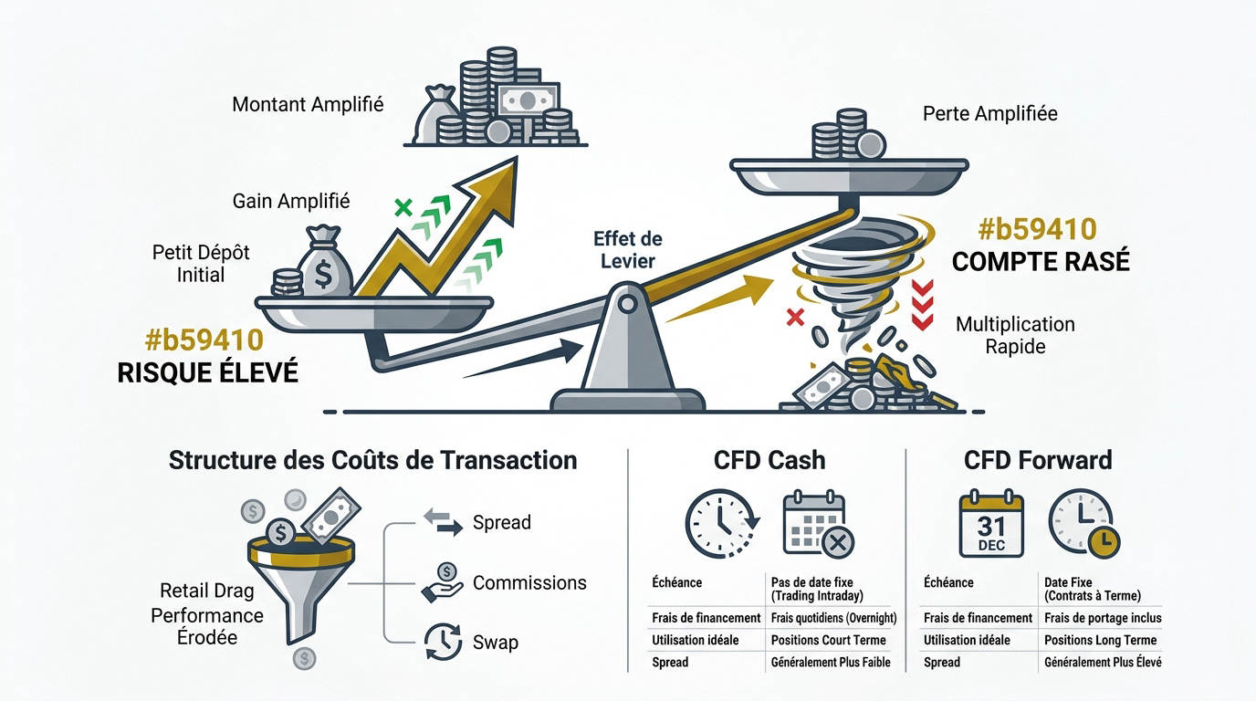 Graphique illustrant l'impact de l'effet de levier sur le capital de trading