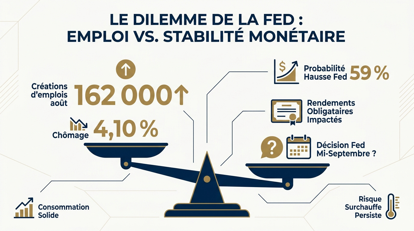 Graphique du dilemme de la Fed entre emploi et inflation