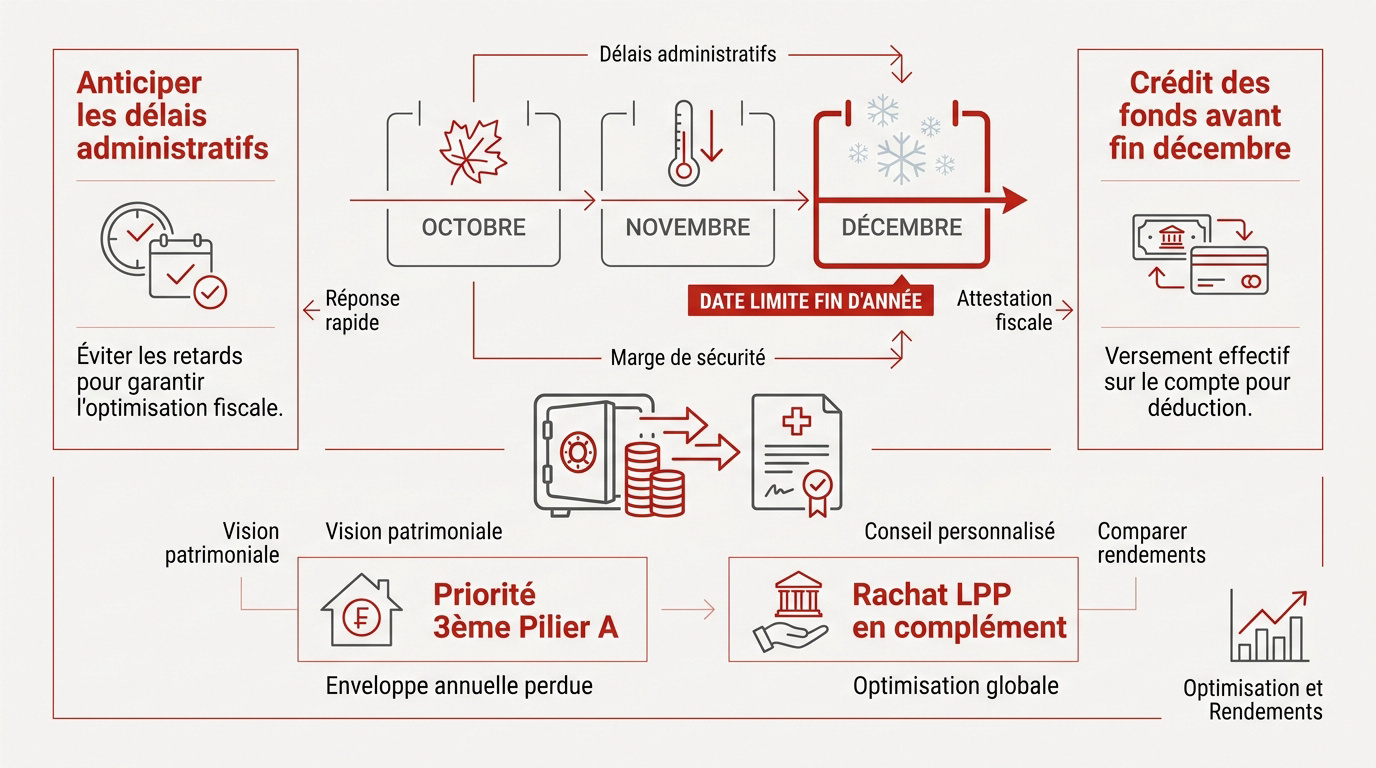 Planification stratégique des rachats LPP en automne pour optimisation fiscale