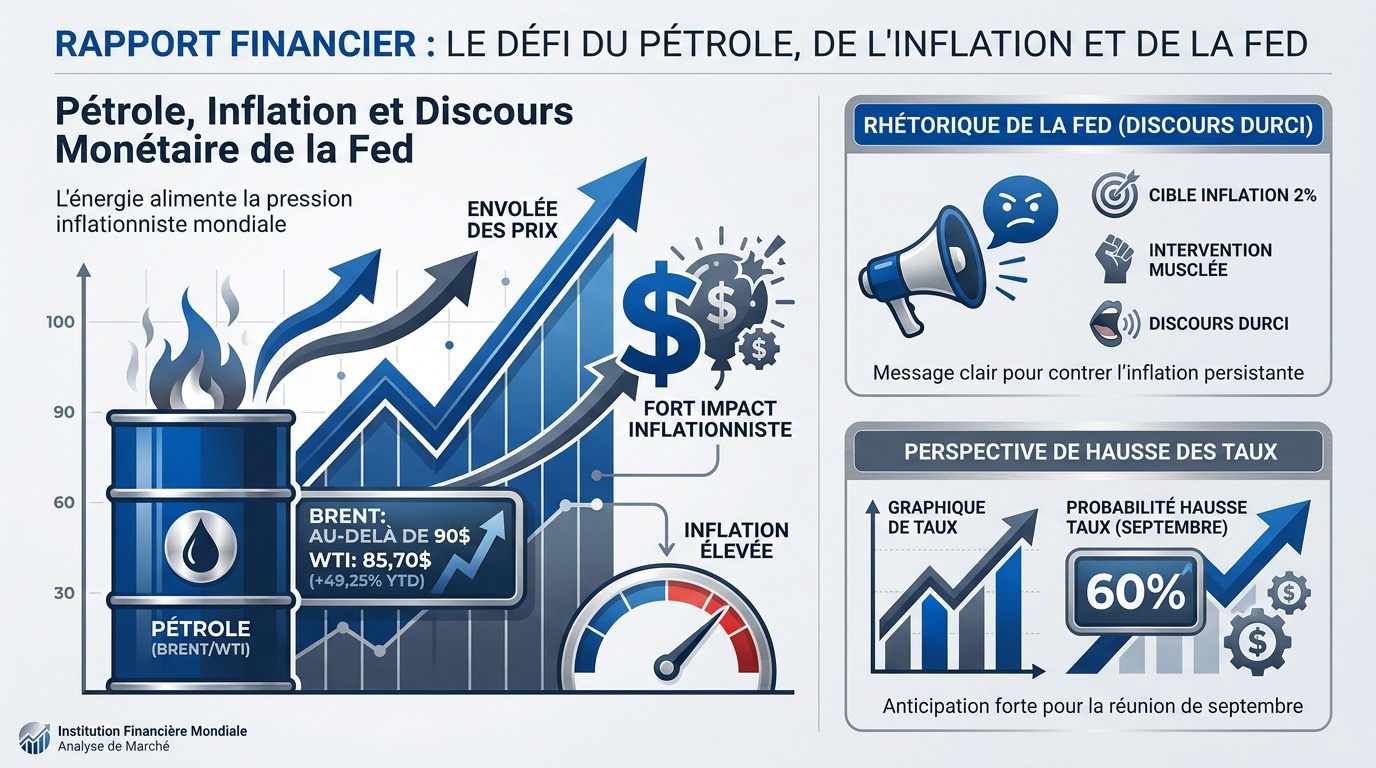 Graphique illustrant la corrélation entre les prix du pétrole et les décisions de la Réserve Fédérale