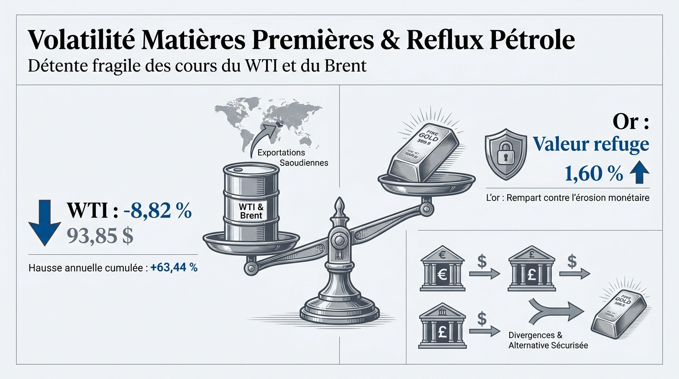 Graphique de la volatilité du pétrole et de l'or