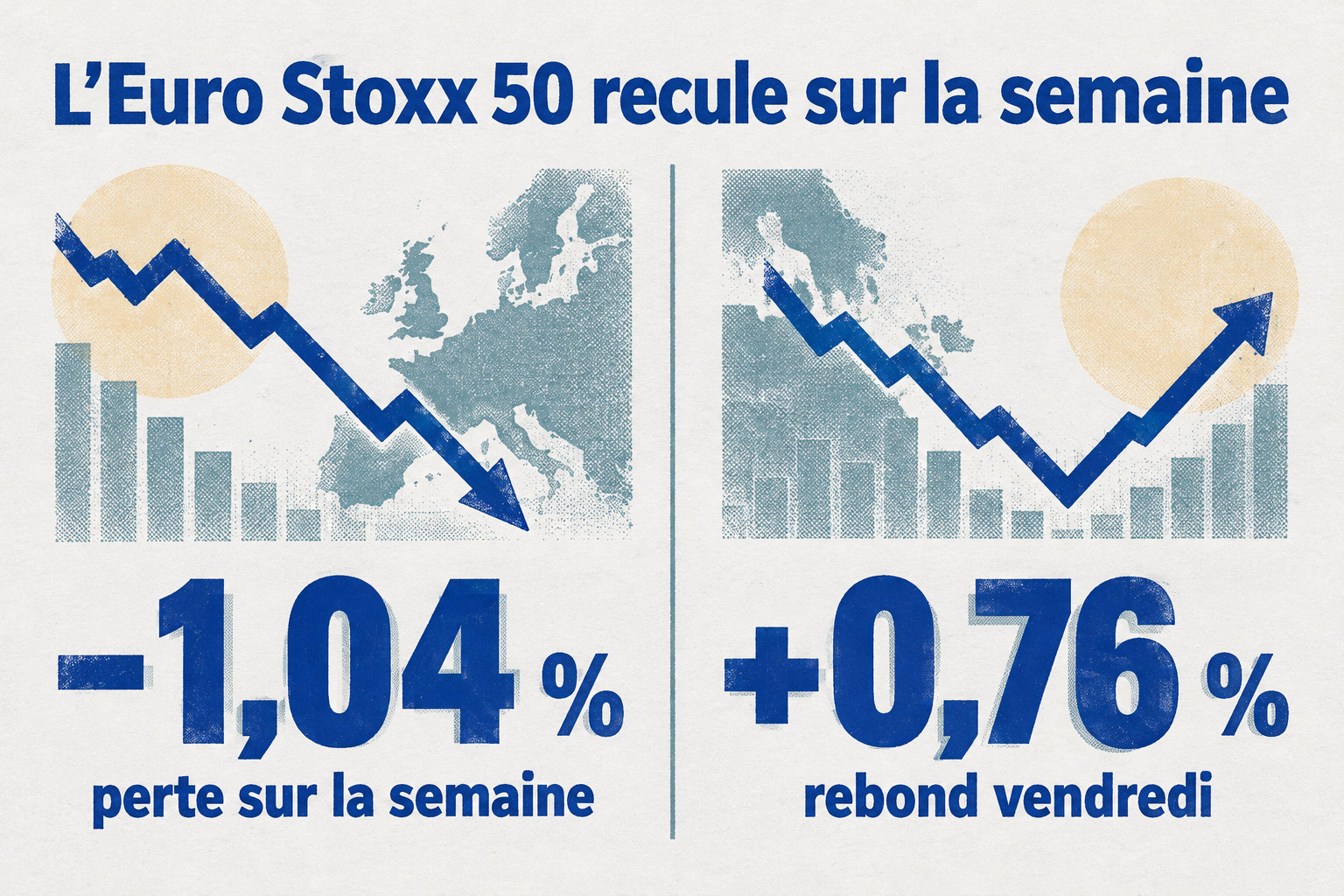 L’Euro Stoxx 50 a perdu 1,04 % sur la semaine, malgré un rebond de 0,76 % vendredi.